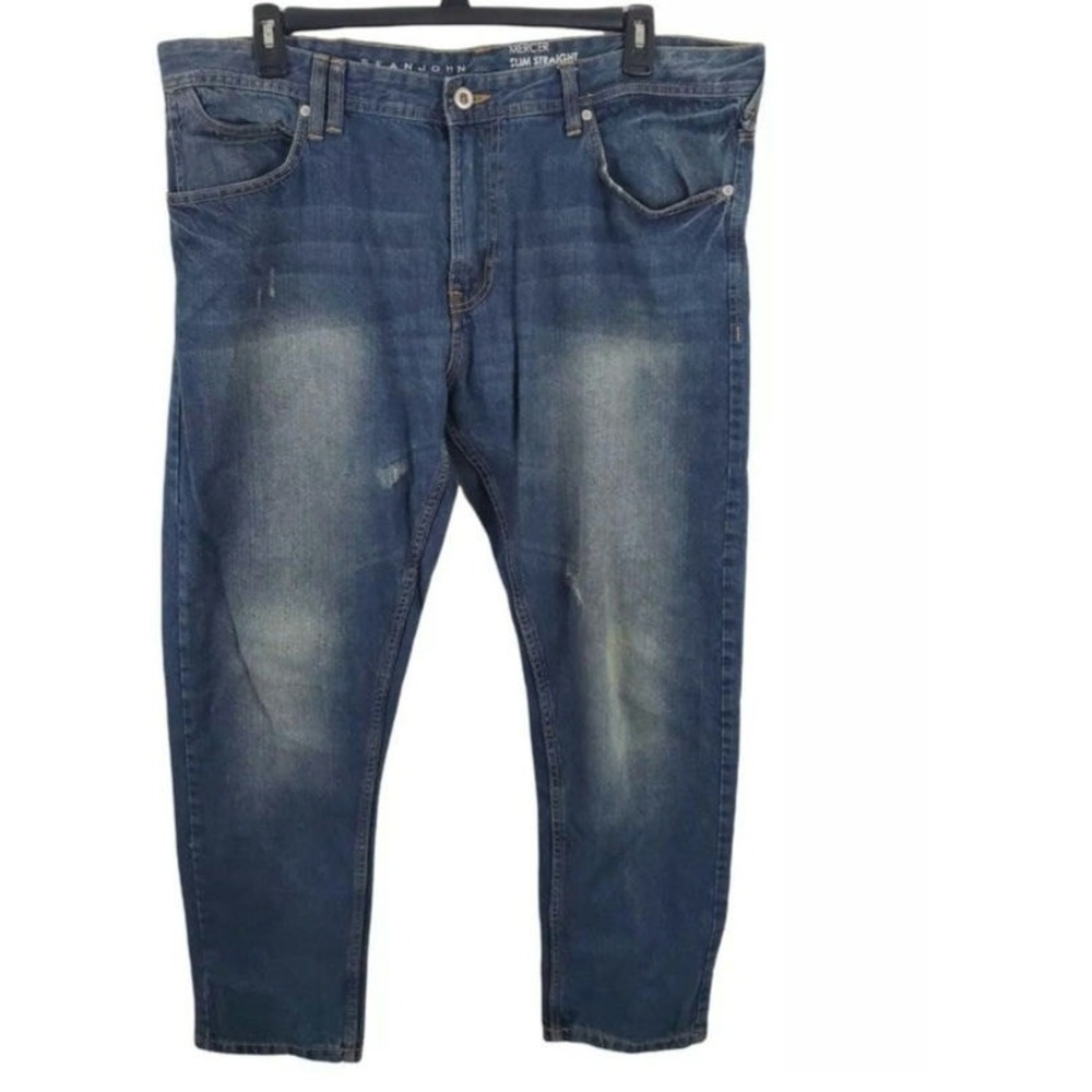 Sean John Jeans Mens 40x32 Mercer Slim Straight Leg High Rise Medium Wash